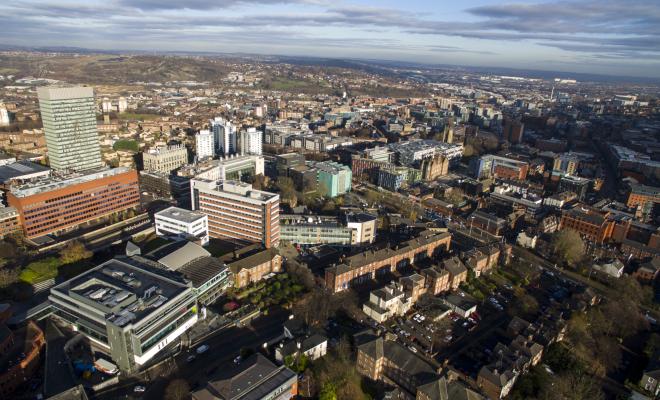 Birdseye view of Sheffield